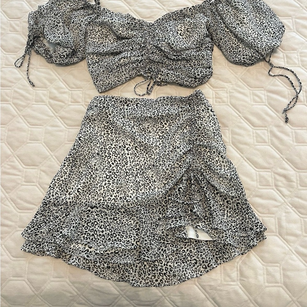 Cotton Candy Black and White Skater Mini Skirt